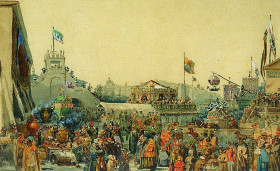 Василий Семенович Садовников «Балаганы на Адмиралтейской площади», 1849 г.